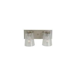 Mercer 2 Light 15 inch Satin Pewter with Polished Nickel Bath Sconce Wall Light in Clear Seedy