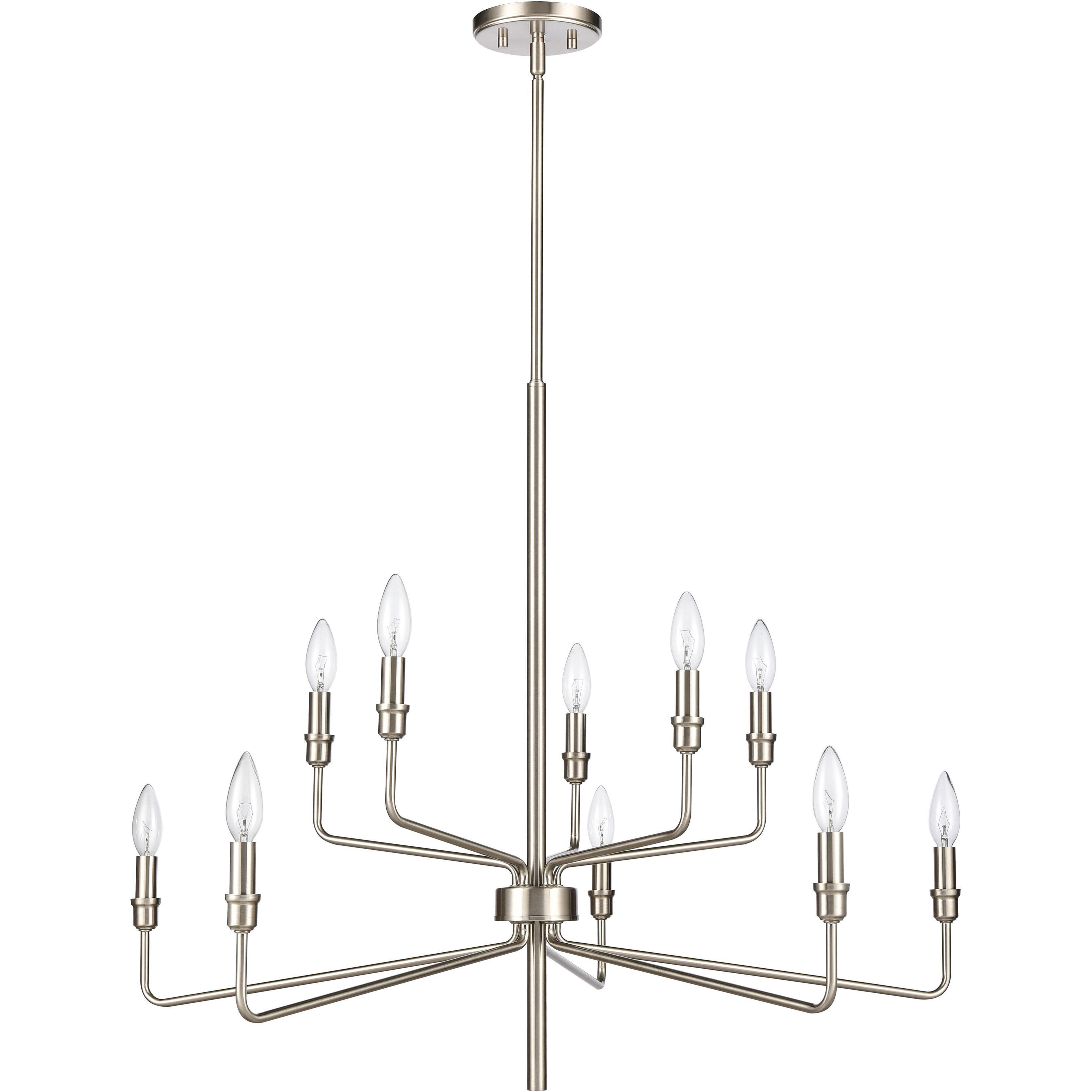 Saginaw 10 Light 34 inch Satin Nickel Chandelier Ceiling Light