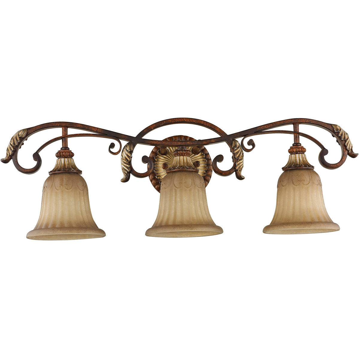 Villa Verona 3 Light 30 inch Verona Bronze with Aged Gold Leaf Accents Bath Vanity Wall Light