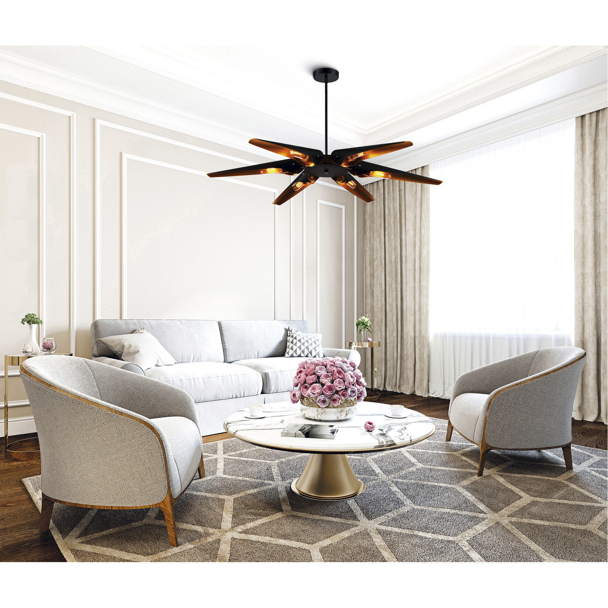 Amar 6 Light 43 inch Matte Black Chandelier Ceiling Light