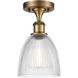 Ballston Castile LED 6 inch Brushed Brass Semi-Flush Mount Ceiling Light in Clear Glass, Ballston