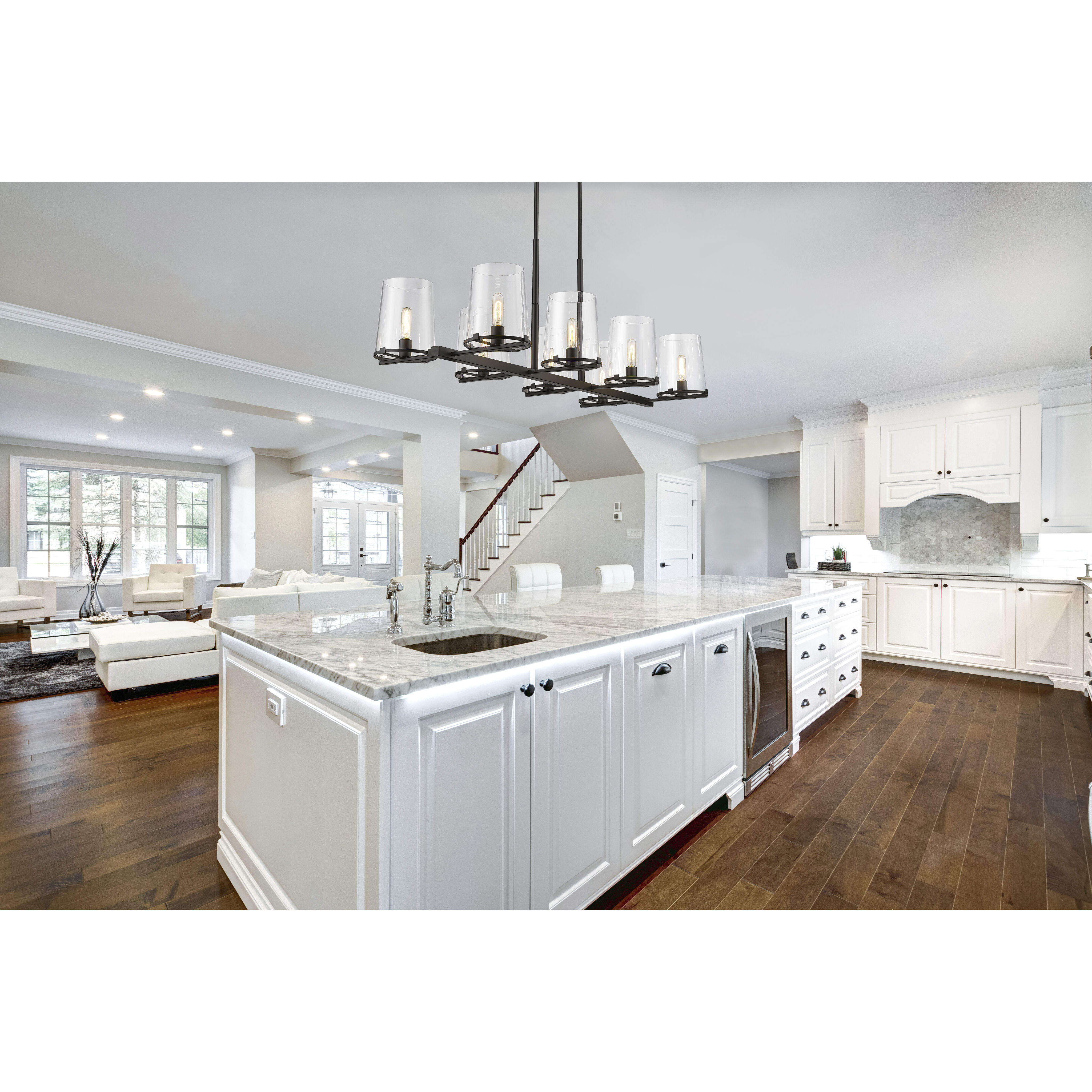 Callista 8 Light 56 inch Matte Black Linear Chandelier Ceiling Light