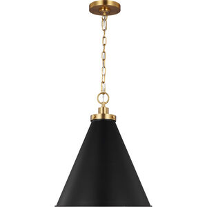 C&M by Chapman & Myers Wellfleet 1 Light 15.63 inch Midnight Black and Burnished Brass Pendant Ceiling Light in Midnight Black / Burnished Brass