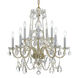 Traditional Crystal 10 Light 26 inch Polished Brass Chandelier Ceiling Light in Clear Hand Cut