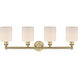 Cobbleskill 4 Light 32 inch Brushed Brass Bath Vanity Light Wall Light in Matte White