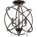 Aria 3 Light 12 inch English Bronze Convertible Mini Chandelier/Ceiling Mount Ceiling Light
