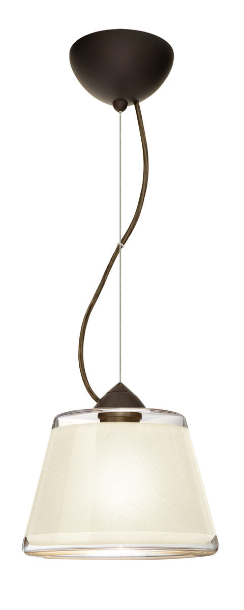 Pica LED Bronze Pendant Ceiling Light in White Sand Glass