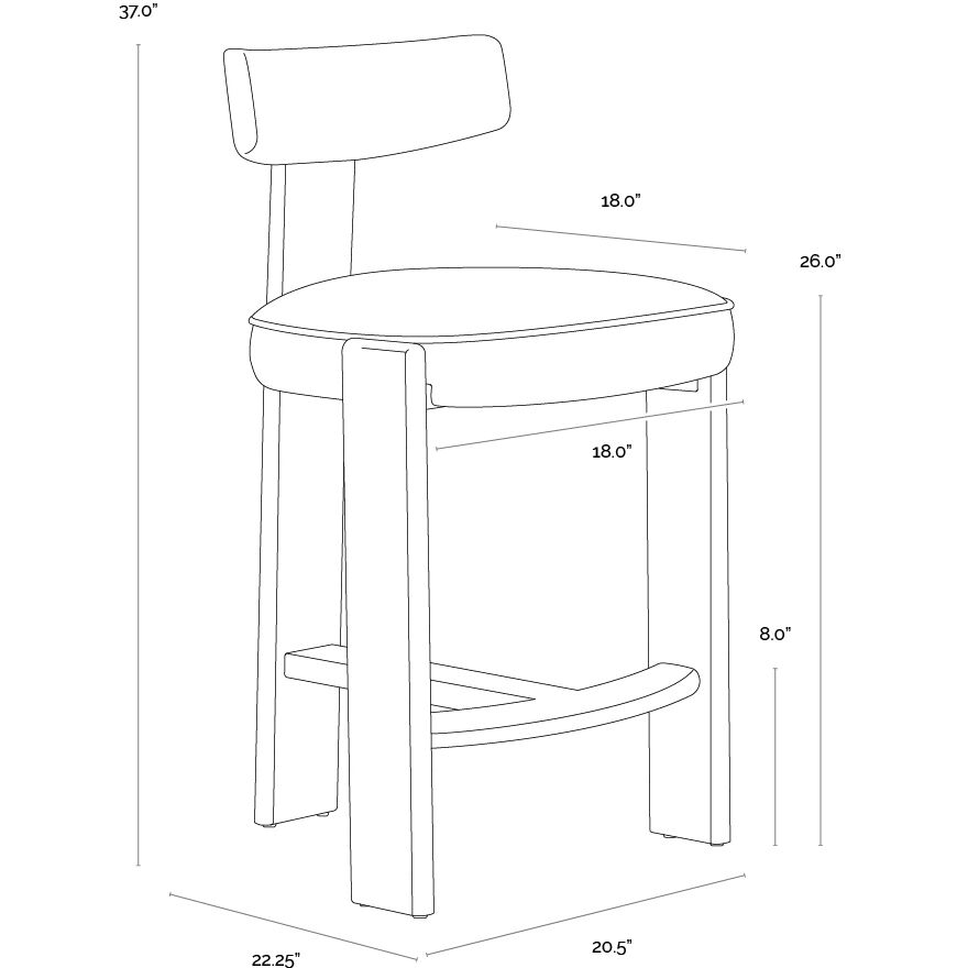 Horton 37 inch Dark Brown / Sahara Sand Leather Counter Stool
