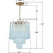 Ollie 4 Light 14.25 inch Aged Brass Pendant Ceiling Light in Sand Glass Blue
