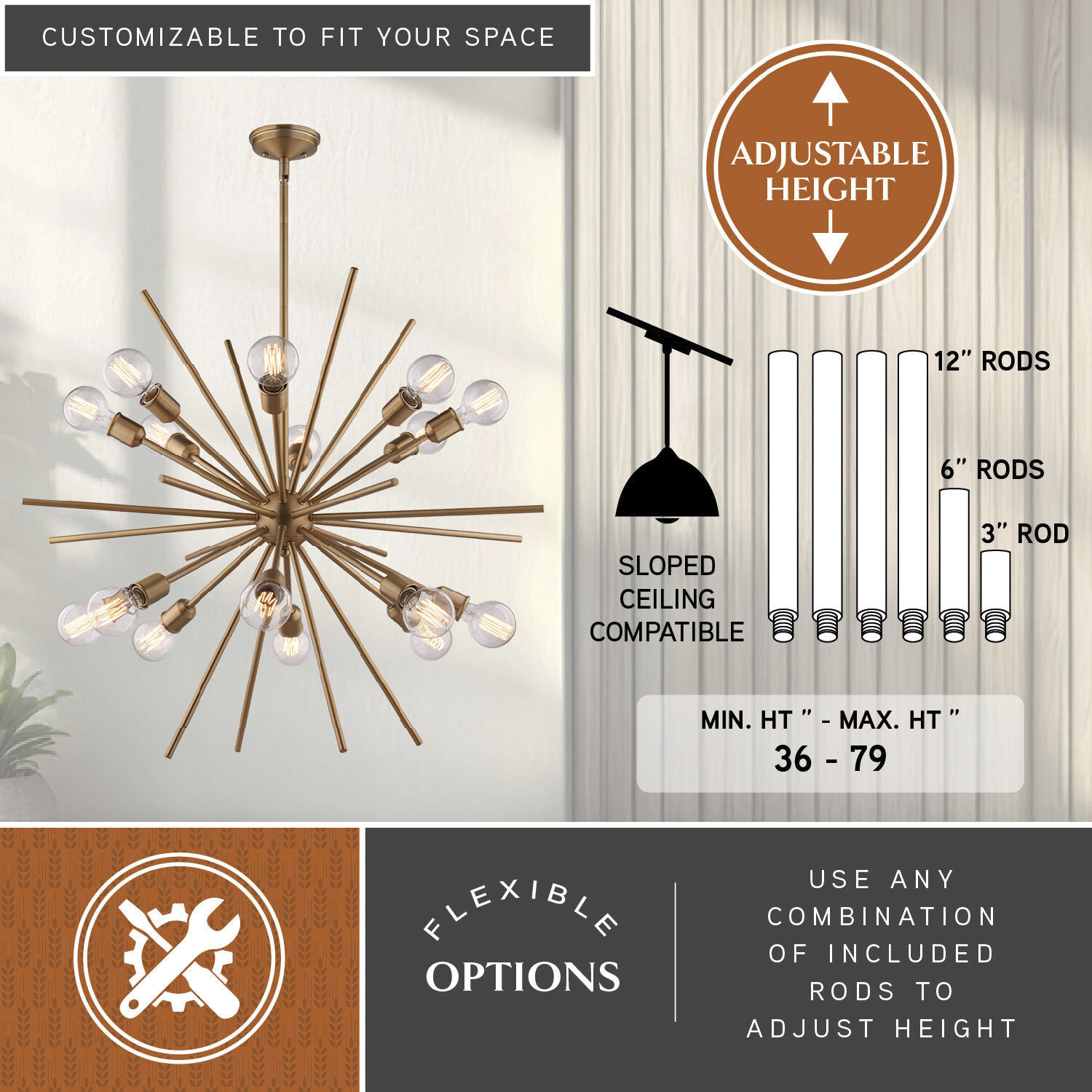 Estelle 16 Light 36 inch Natural Brass Pendant Ceiling Light