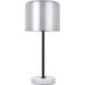 Exemplar 21 inch 40 watt Brushed Nickel and Black with White Marble Table lamp Portable Light in Burnished Nickel