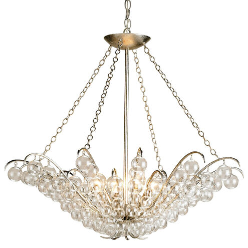 Quantum 4 Light 31 inch Contemporary Silver Leaf Chandelier Ceiling Light