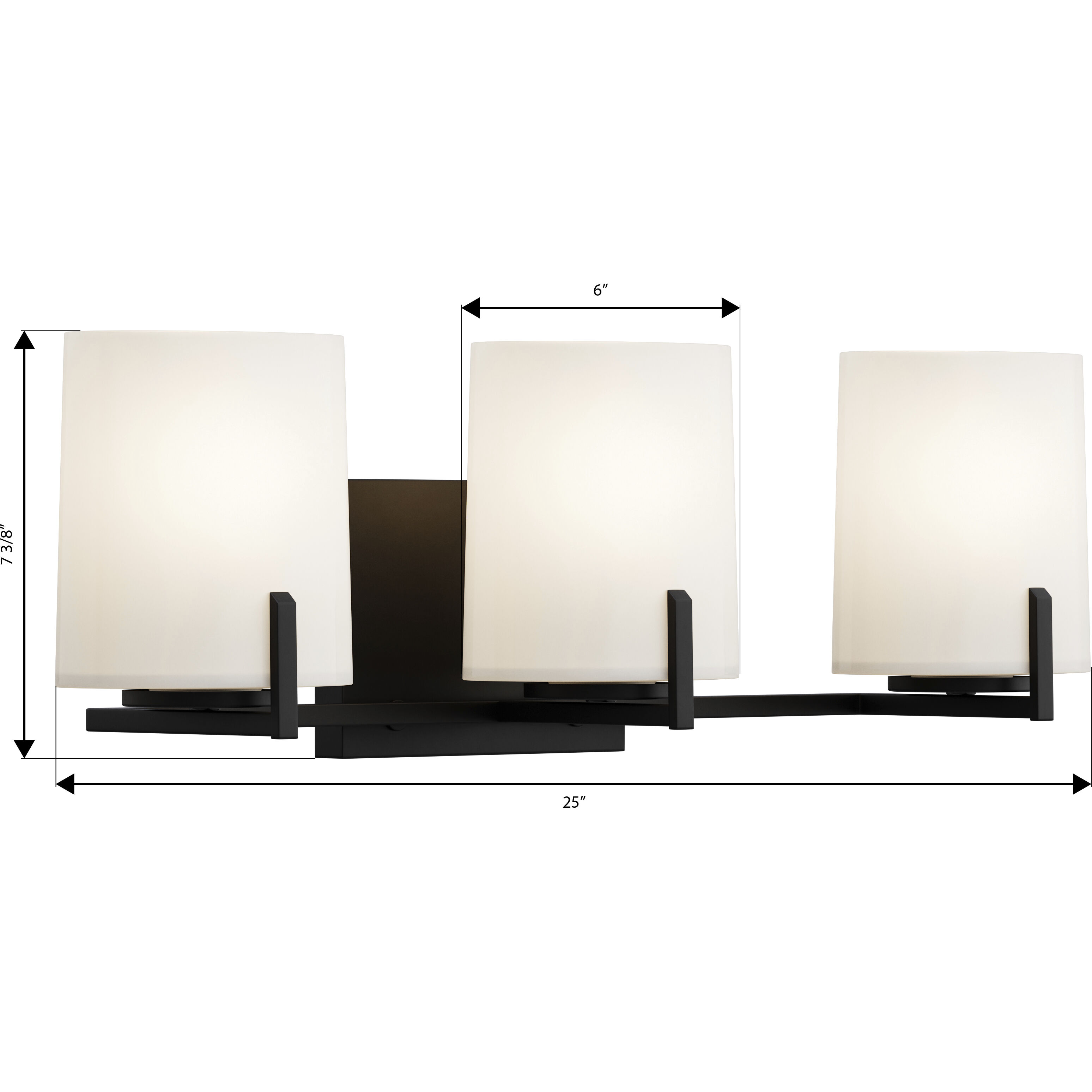 Mirelle 3 Light 25 inch Dark Matte Black Vanity Wall Light