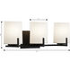 Mirelle 3 Light 25 inch Dark Matte Black Vanity Wall Light