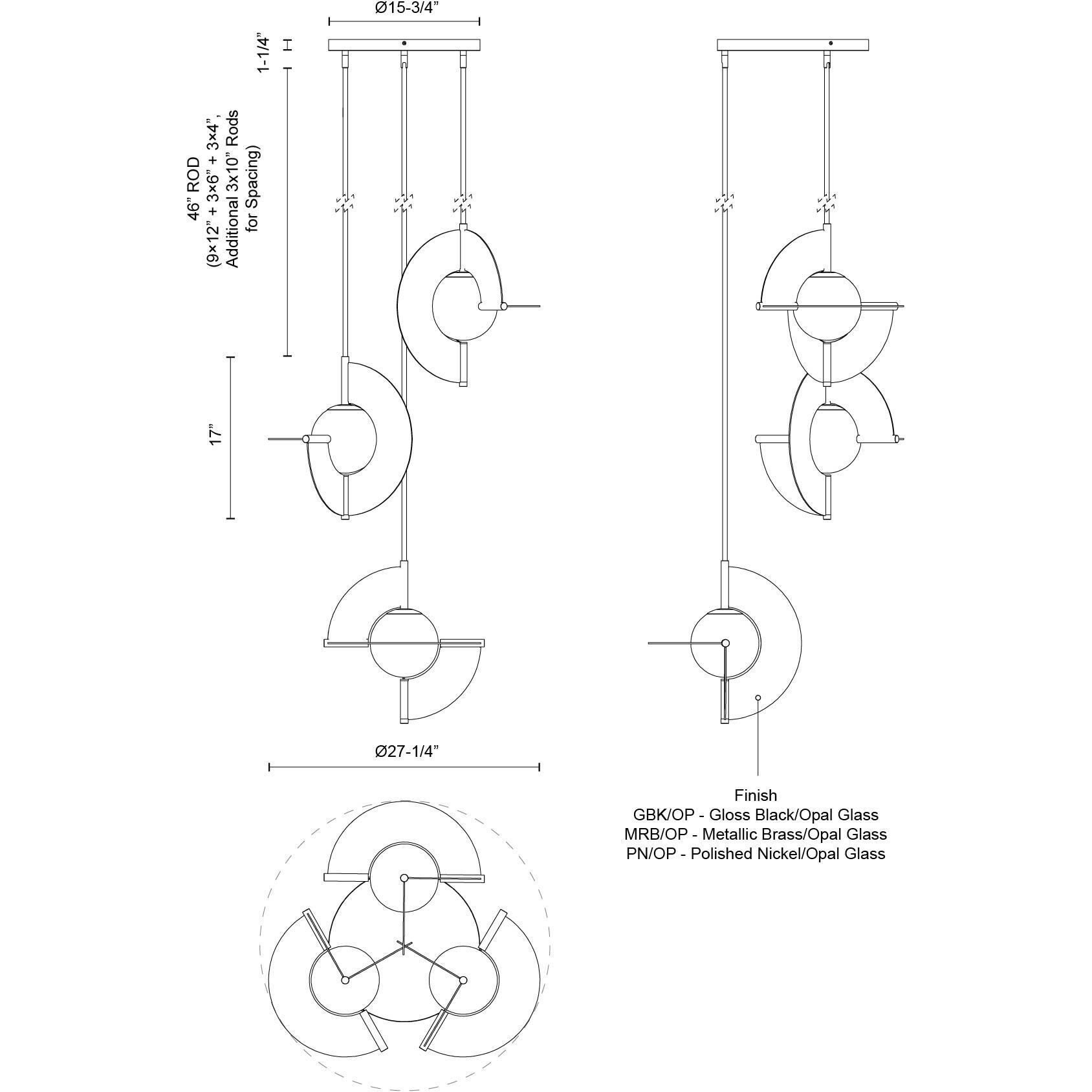 Scorpio LED 27.25 inch Metallic Brass/Opal Glass Chandelier Ceiling Light