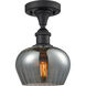 Ballston Fenton LED 7 inch Matte Black Semi-Flush Mount Ceiling Light in Plated Smoke Glass, Ballston