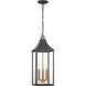 Hurstborne 3 Light 8.5 inch Dark Matte Black and Painted Legacy Brass Outdoor Hanging Lantern