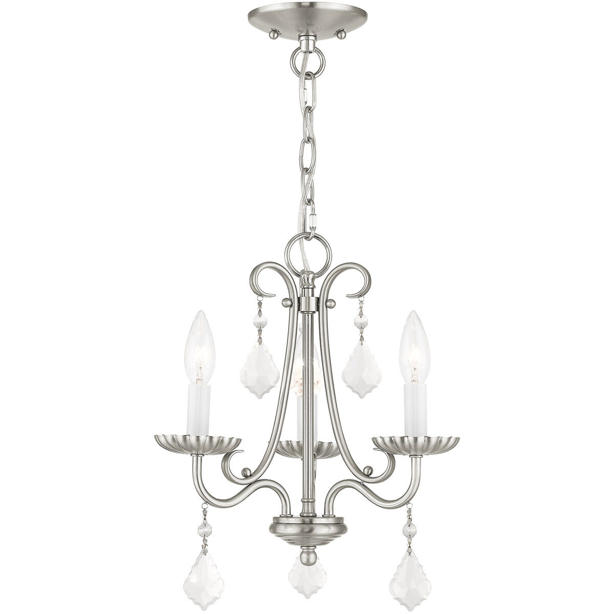 Daphne 3 Light 13.88 inch Brushed Nickel Mini Chandelier Ceiling Light