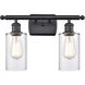 Ballston Clymer 2 Light 16 inch Matte Black Bath Vanity Light Wall Light in Clear Glass, Ballston