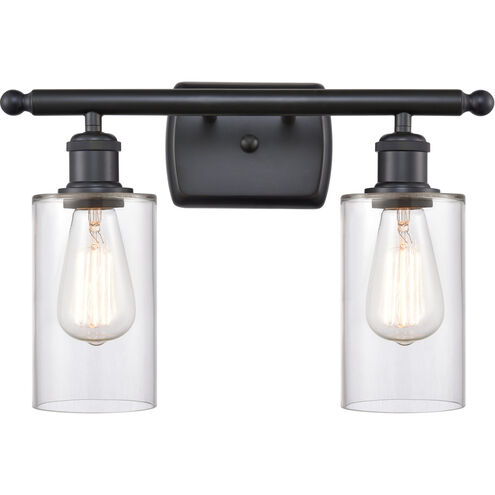 Ballston Clymer 2 Light 16 inch Matte Black Bath Vanity Light Wall Light in Clear Glass, Ballston