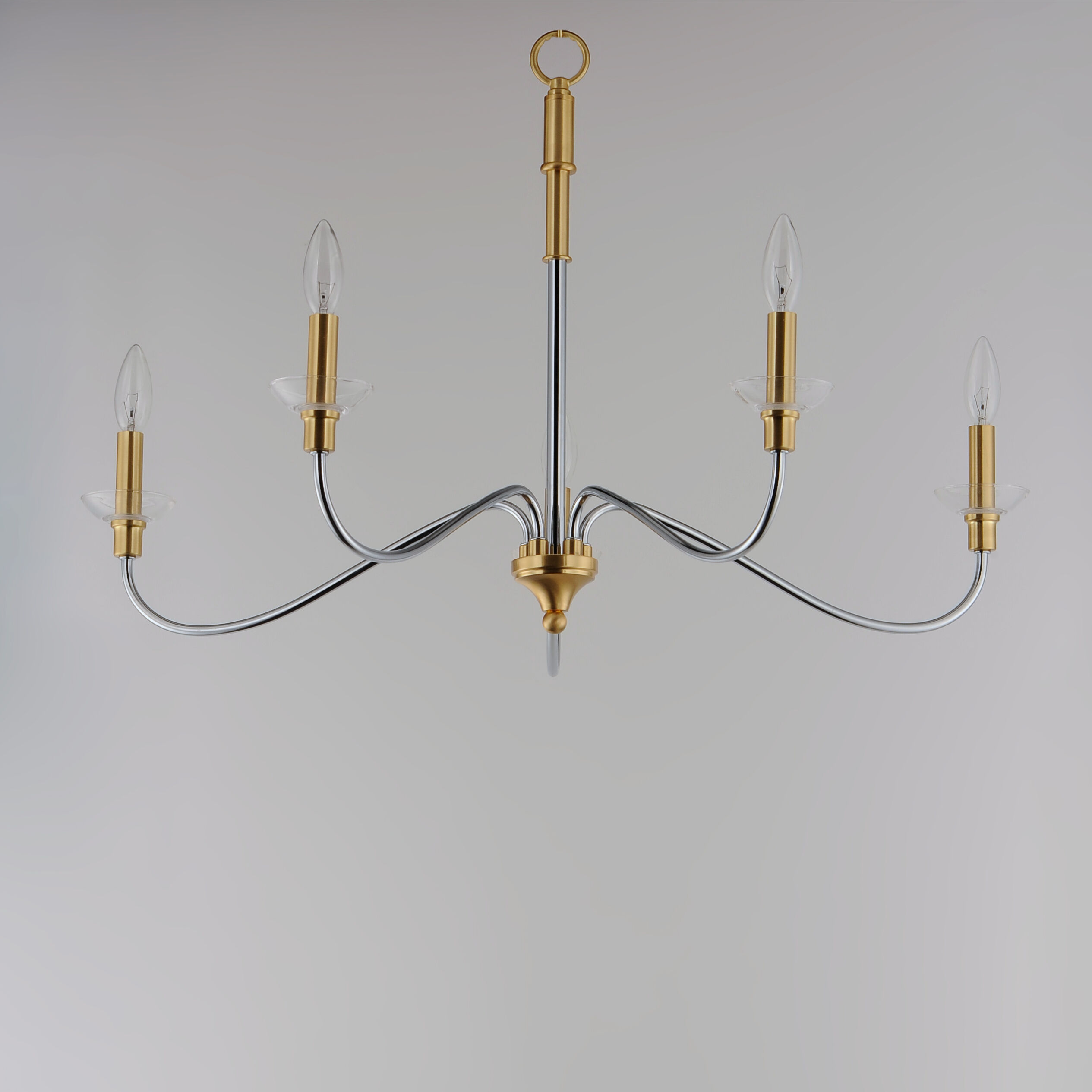Clarion 5 Light 32 inch Polished Chrome/Satin Brass Chandelier Ceiling Light