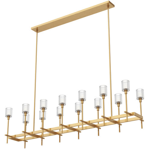 Salita 14 Light 15.75 inch Vintage Brass Pendant Ceiling Light in Ribbed Crystal