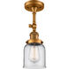 Franklin Restoration Small Bell LED 5 inch Brushed Brass Sconce Wall Light in Clear Glass, Franklin Restoration