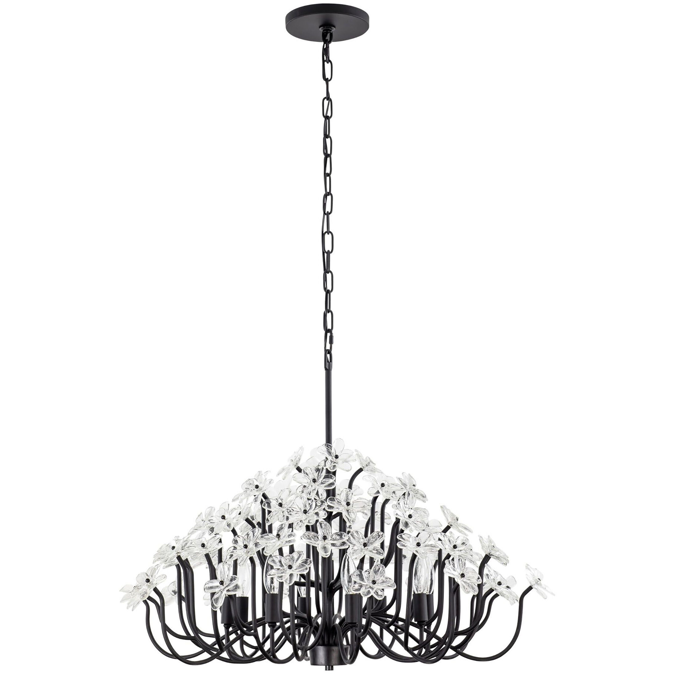 Wildflower 8 Light 32 inch Matte Black Chandelier Ceiling Light, Smithsonian Collaboration