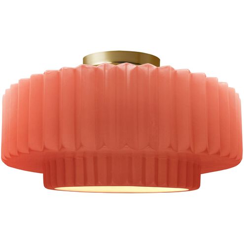 Radiance LED 14.5 inch Gloss Blush and Brushed Brass Semi Flush Ceiling Light