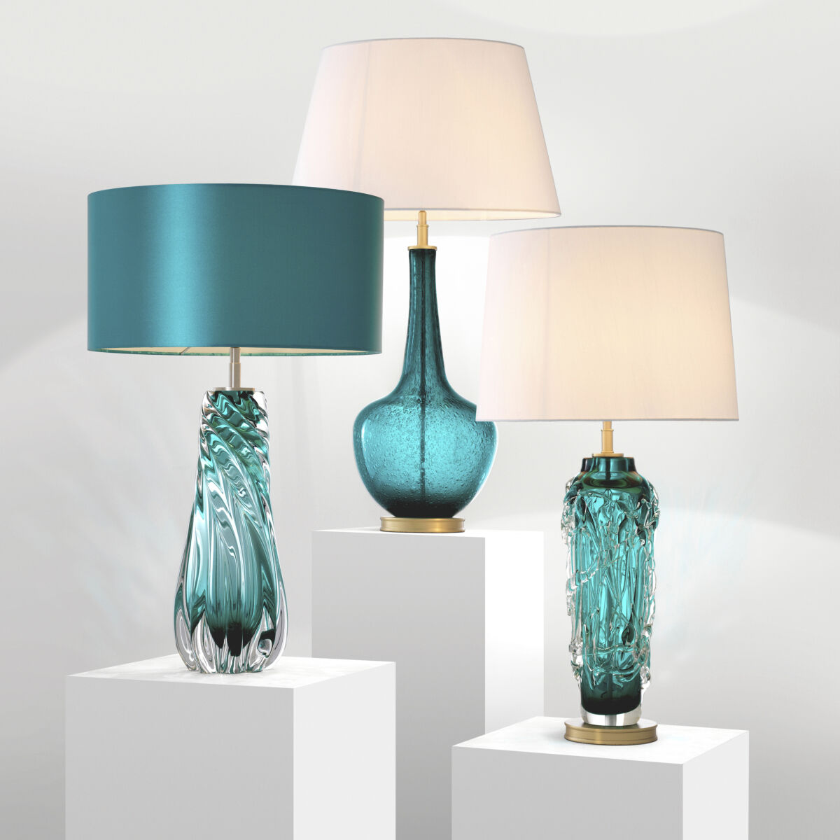 Barron 26.38 inch 40 watt Turquoise Solid Glass Table Lamp Portable Light
