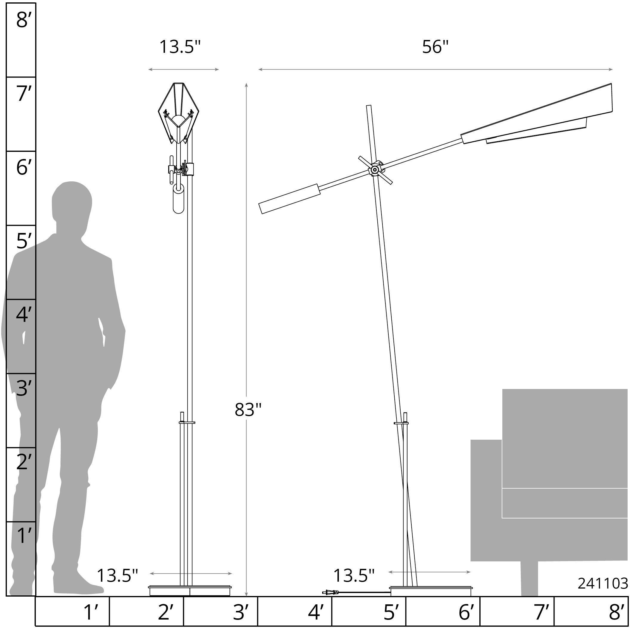 Vertex 83.1 inch 60 watt Vintage Platinum and White Floor Lamp Portable Light in Vintage Platinum/White
