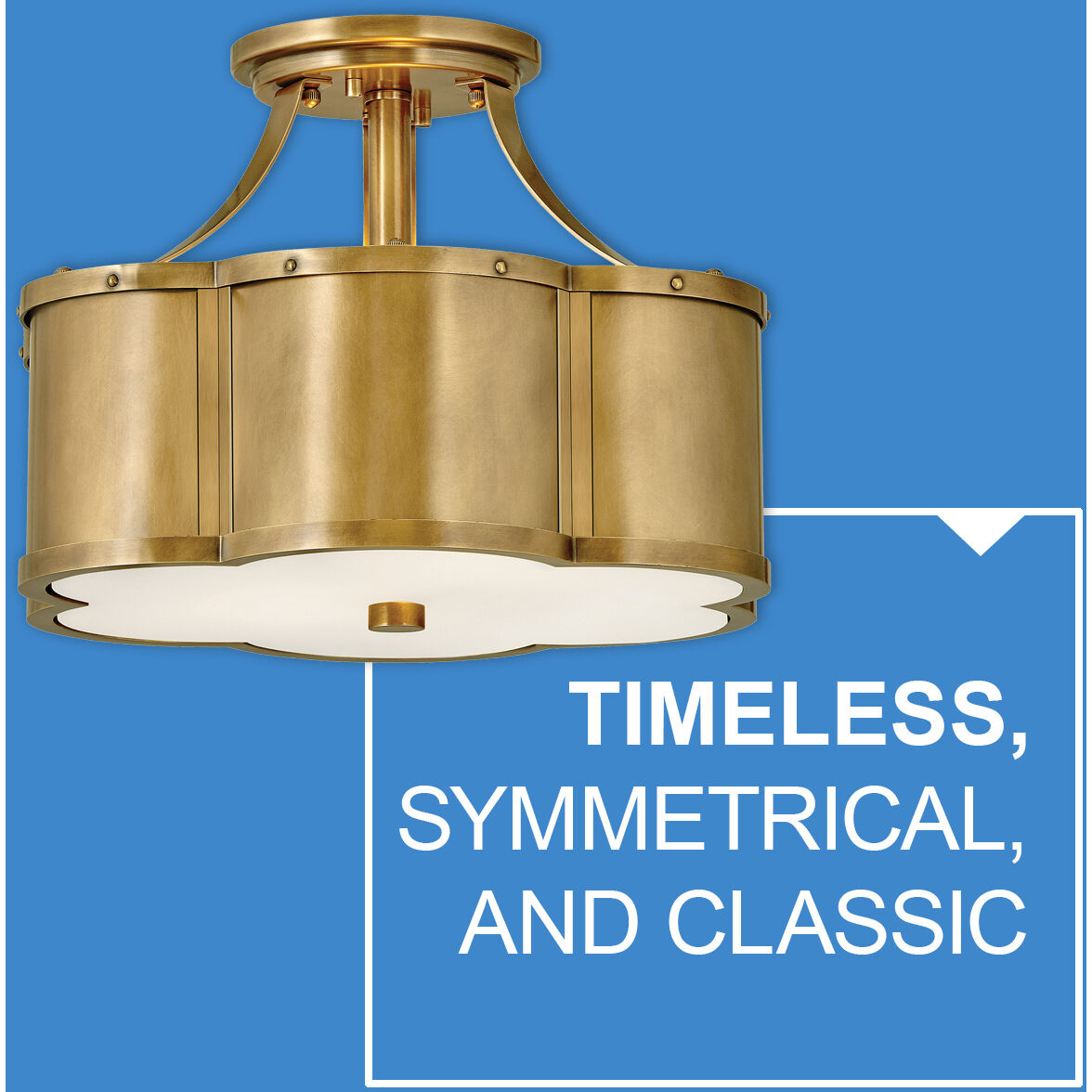 Chance 2 Light 14.25 inch Heritage Brass Indoor Semi-Flush Mount Ceiling Light