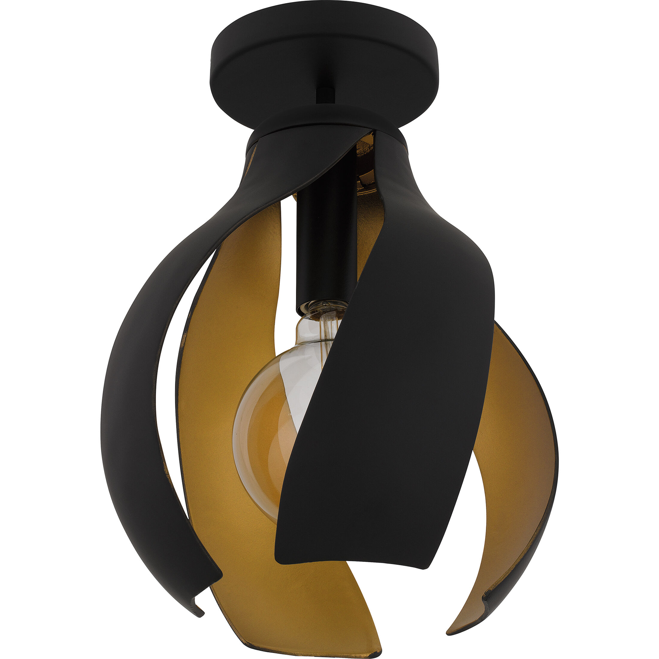 Kiko 1 Light 11 inch Matte Black Semi-Flush Mount Ceiling Light, Large