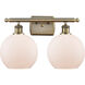 Ballston Athens 2 Light 16 inch Antique Brass Bath Vanity Light Wall Light in Incandescent, Matte White Glass, Ballston 
