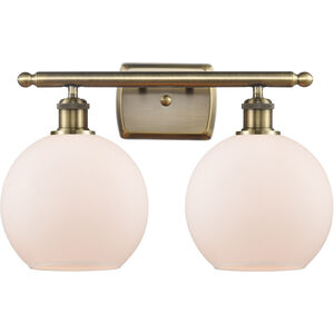 Ballston Athens LED 16 inch Antique Brass Bath Vanity Light Wall Light in Matte White Glass, Ballston