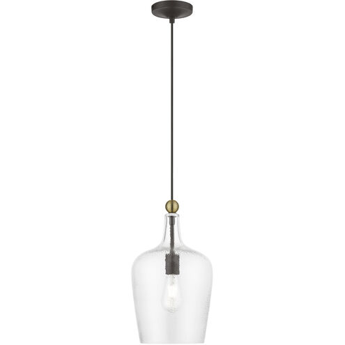 Avery 1 Light 9 inch Bronze with Antique Brass Accent Single Pendant Ceiling Light, Single