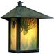 Evergreen 1 Light 16.88 inch Verdigris Patina Outdoor Wall Mount in White Opalescent, T-Bar Overlay
