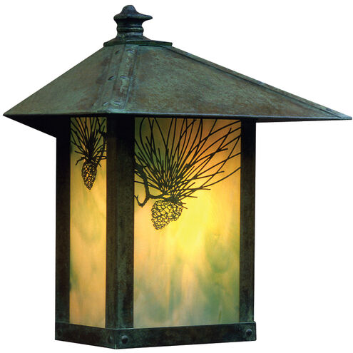 Evergreen 1 Light 16.88 inch Mission Brown Outdoor Wall Mount in Gold White Iridescent, Hummingbird Filigree