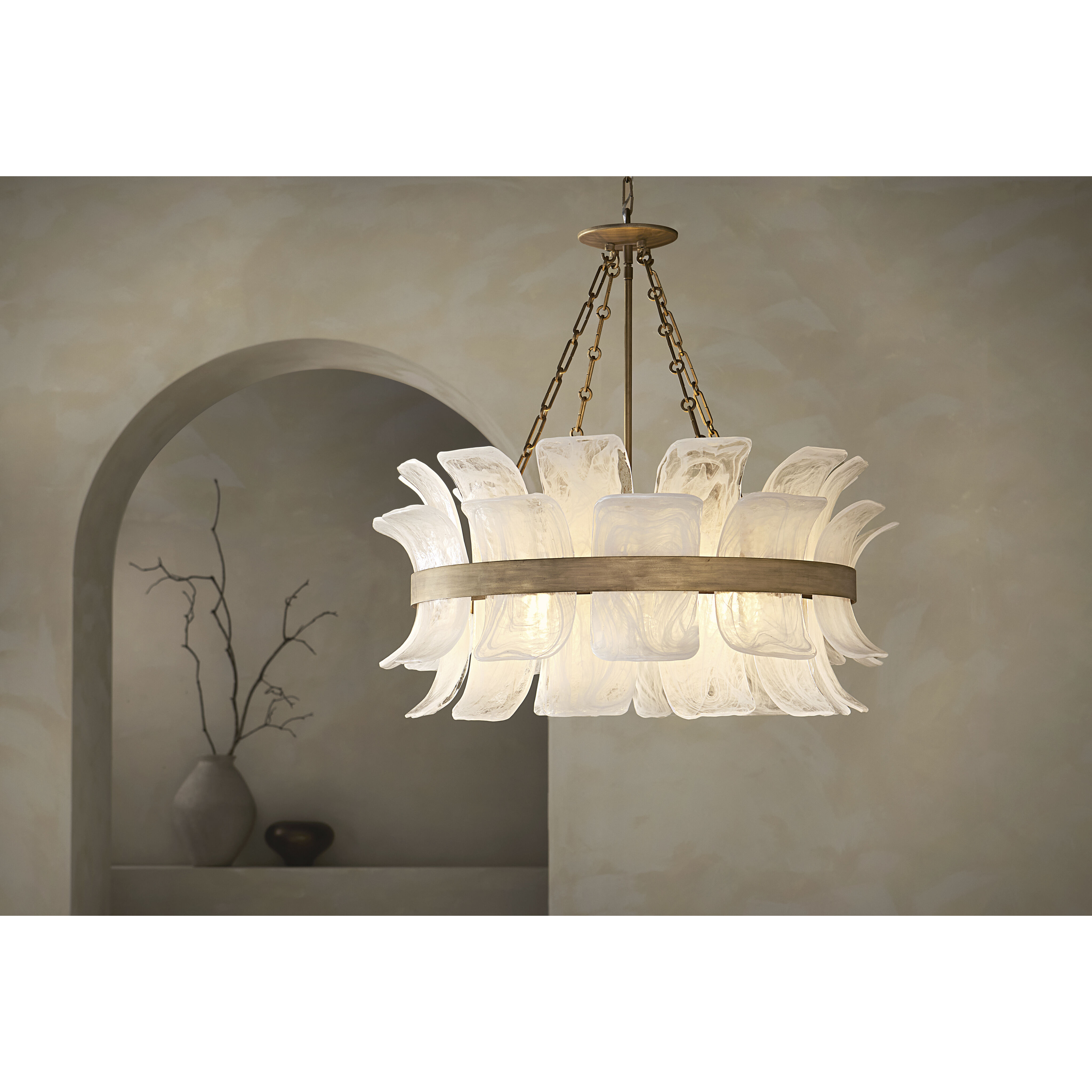 Fleur 6 Light 34 inch Burnished Gold Chandelier Ceiling Light