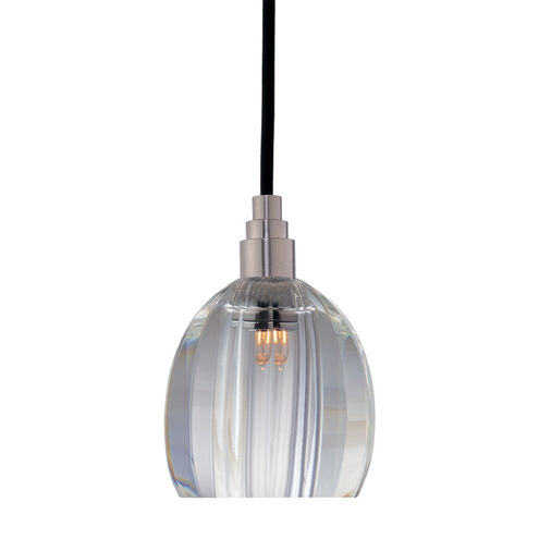 Naples 1 Light 4 inch Satin Nickel with Black Cord Pendant Ceiling Light in Clear Prismatic, 004