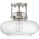Traditional 1 Light 12 inch Brushed Nickel Semi-Flush Ceiling Light