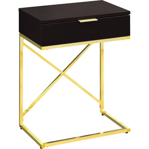 Seneca 24 X 18 inch Cappuccino and Gold Accent End Table or Night Stand