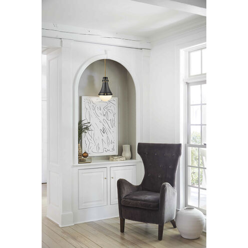 Oliver 1 Light 9 inch Black with Heritage Brass Indoor Pendant Ceiling Light