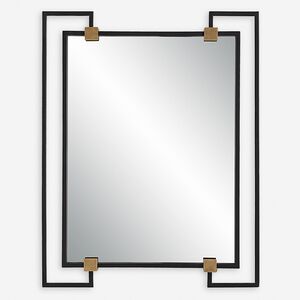 Ivey 42 X 32.5 inch Black and Antiqued Brushed Gold Mirror