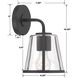 Fulton Bath Sconce Wall Light in Black, Clear