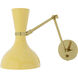 Clare Adjustable Armed Wall Sconce Wall Light in Modern Brass, Sunset Yellow