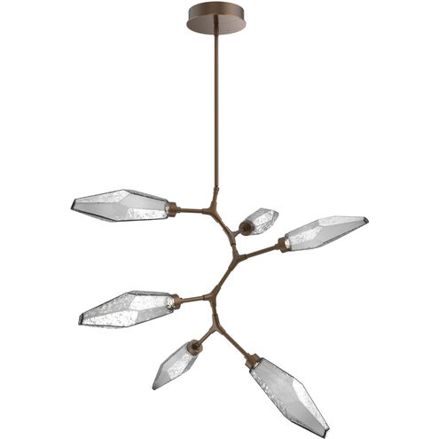 Rock Crystal LED 38.8 inch Flat Bronze Chandelier Ceiling Light in Chilled Smoke, 2700K LED, Modern Vine