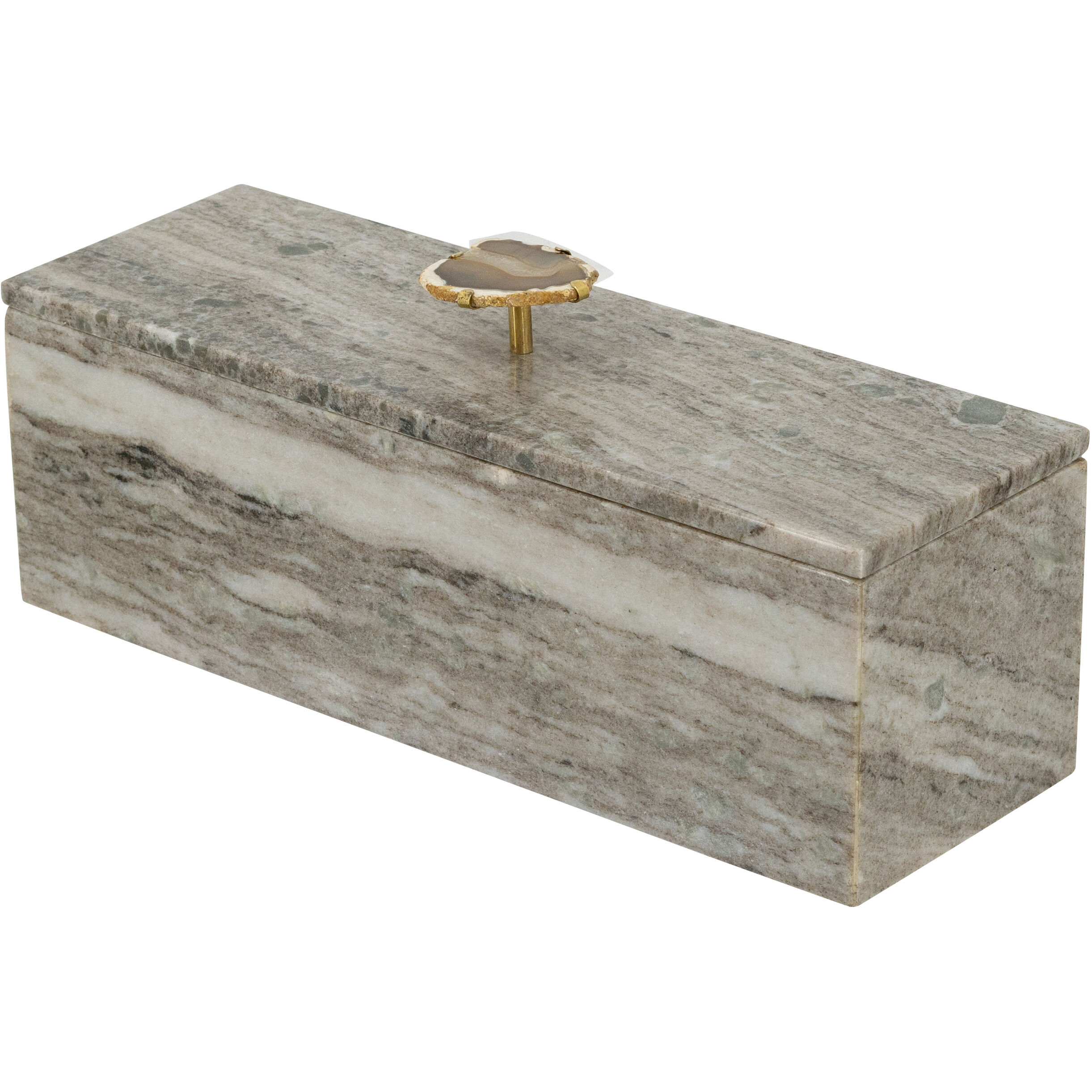 Anita 15 inch Gray and Brass Decorative Storage Box