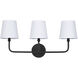 Dawson 3 Light 26 inch Matte Black Vanity Light Wall Light