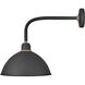 Foundry Dome LED 20.5 inch Textured Black with Brass Outdoor Barn Light, Straight Arm